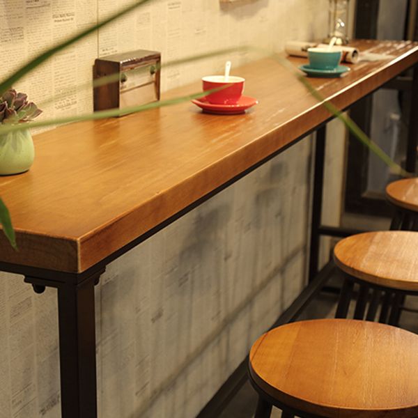 Brown Modern Style Rectangle Bar Table in Metal and Wood Table Cafe Bar Table Clearhalo 'Bar Furniture' 'Bar Tables' 'bar_tables' 'furn' 'furn_bar_tables' 'Furniture' 'furniture_bar_tables' 'Kitchen & Dining Furniture' 1200x1200_b9d49033-bc5b-41e6-b016-263402bbcecb