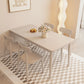 Modern Style 1/4/5 Pieces Dining Room Table Rectangle Stone Furniture in White