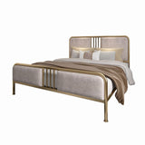 Contemporary Metal Upholstered Headboard Rectangular Slat Bed