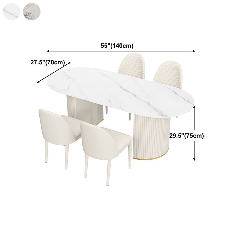 Traditional Luxury Dining Table Oval Dining Table with Double Pedestal Base Clearhalo 'Dining Tables & Seating' 'Dining Tables' 'dining_table' 'furn' 'furn_dining_table' 'Furniture' 'Kitchen & Dining Furniture' 1200x1200_b9d7e10a-872d-41d4-9a71-2ba4a4dd1ec6