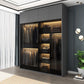 Modern Style Glass Wardrobe Bedroom Wardrobe Closet with 1 Drawer