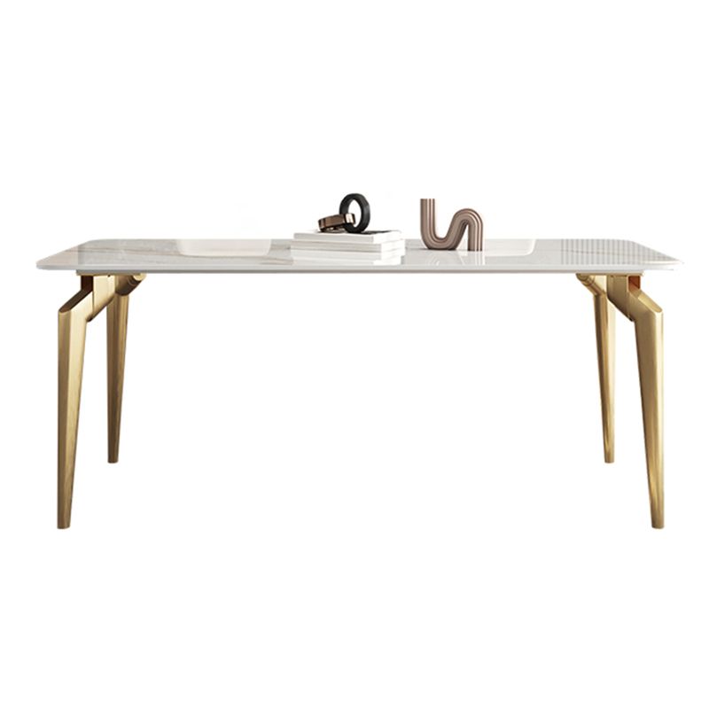 Glam Dining Table Set 1/5/7 Pcs Sintered Stone and Metal Dining Table with Armless Chairs Clearhalo 'Dining Room Sets' 'Dining Tables & Seating' 'dining_room_set' 'furn' 'furn_dining_room_set' 'Furniture' 'Kitchen & Dining Furniture' 1200x1200_b9da8dfd-5dbf-4dd0-871a-adb5a200fb15