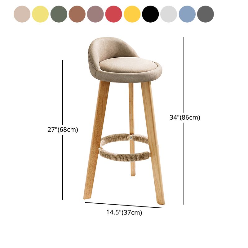 Contemporary Indoor Bar Stool Round Seat Stool with Backrest, Wood Base Clearhalo 'Bar Furniture' 'Bar Stools' 'bar_stools' 'furn' 'furn_bar_stools' 'furniture_bar_stools' 'Kitchen & Dining Furniture' 'kitchen&dining_furn' 'kitchen' 'kitchen_furn' Furniture' 1200x1200_b9dab0e0-da8d-4a38-9fb5-fb9d4fa3da7f