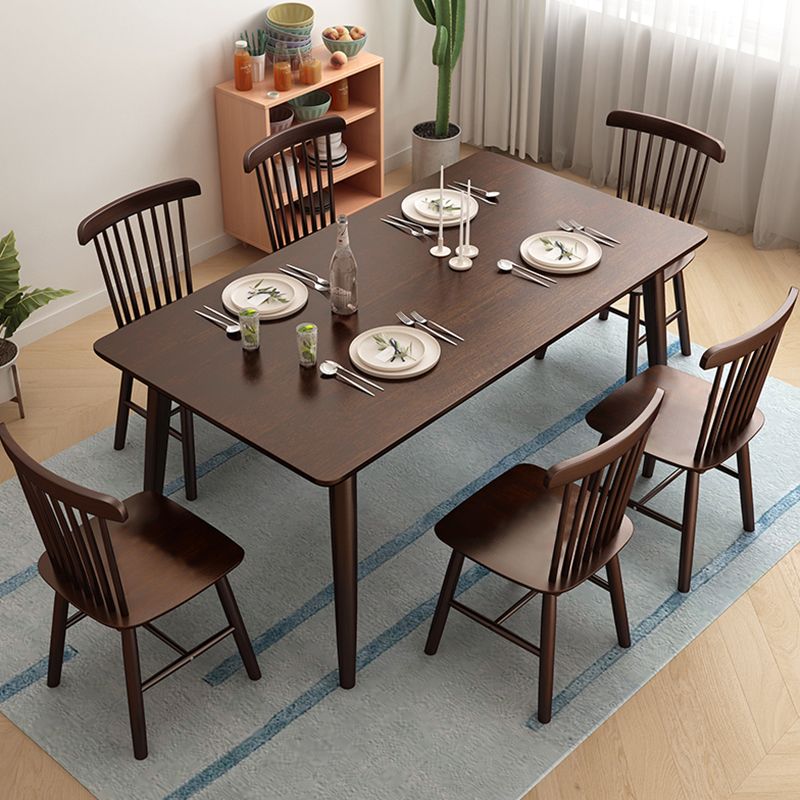 Contemporary Rectangle Dining Table Rubberwood Solid Wood Table with 4 Legs for Home Kitchen Dinner Clearhalo ' dining_table' 'Dining Tables & Seating' 'Dining Tables' 'furn' 'furn_dining_table' 'Furniture' 'furniture_dining_table' 'Kitchen & Dining Furniture' 'kitchen&dining_furn' 'kitchen' 'kitchen_dining_table' 1200x1200_b9db34cd-15a9-43fa-b4f8-bcd2c8a213c1