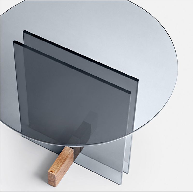 Tavolino moderno da 21,6 pollici in vetro rotondo.