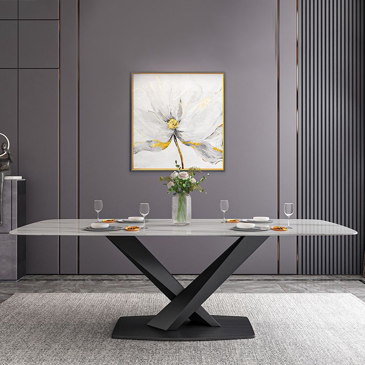 Traditional Luxury Rectangle Dining Table White Sintered Stone Table with Black Pedestal Base Clearhalo ' dining_table' 'Dining Tables & Seating' 'Dining Tables' 'furn' 'furn_dining_table' 'Furniture' 'furniture_dining_table' 'Kitchen & Dining Furniture' 'kitchen&dining_furn' 'kitchen' 'kitchen_dining_table' 1200x1200_b9de5ab8-5184-4ae6-8db2-da5e36c7f356