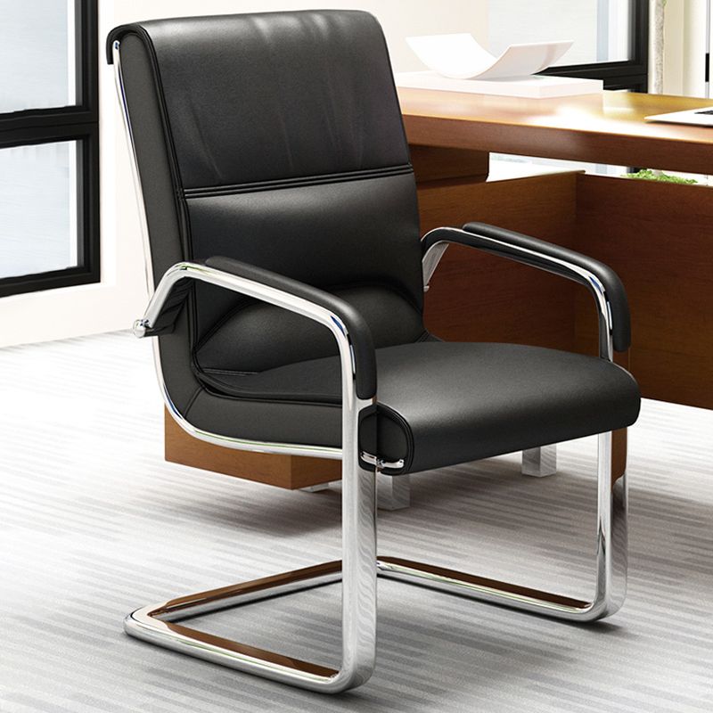 Chrome Metal Base Contemporary Style Task Chair Leather Office Chair Clearhalo 'furn' 'furn_office_chair' 'Furniture' 'furniture_office_chair' 'Office Chairs' 'Office Furniture' 'office_chair' 1200x1200_b9de5b43-0bfc-4da8-878b-c6011834d24e