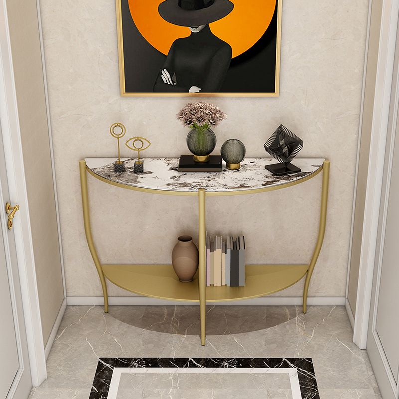 Console a mezza luna di pietra Tabella 33,46 "gambe alte includevano il tavolo dell'accento