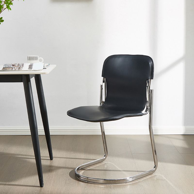 Metal Kitchen Dining Chairs Contemporary Dining Side Chair in Black Clearhalo 'Dining Chairs' 'Dining Tables & Seating' 'dining_chair' 'furn' 'furn_dining_chair' 'Furniture' 'Kitchen & Dining Furniture' 1200x1200_b9df3450-06b9-4ea7-b0e5-714684df0d9e
