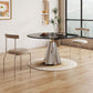 Modern Round Dining Table Glass Tabletop with Stainless Steel Pedestal Base