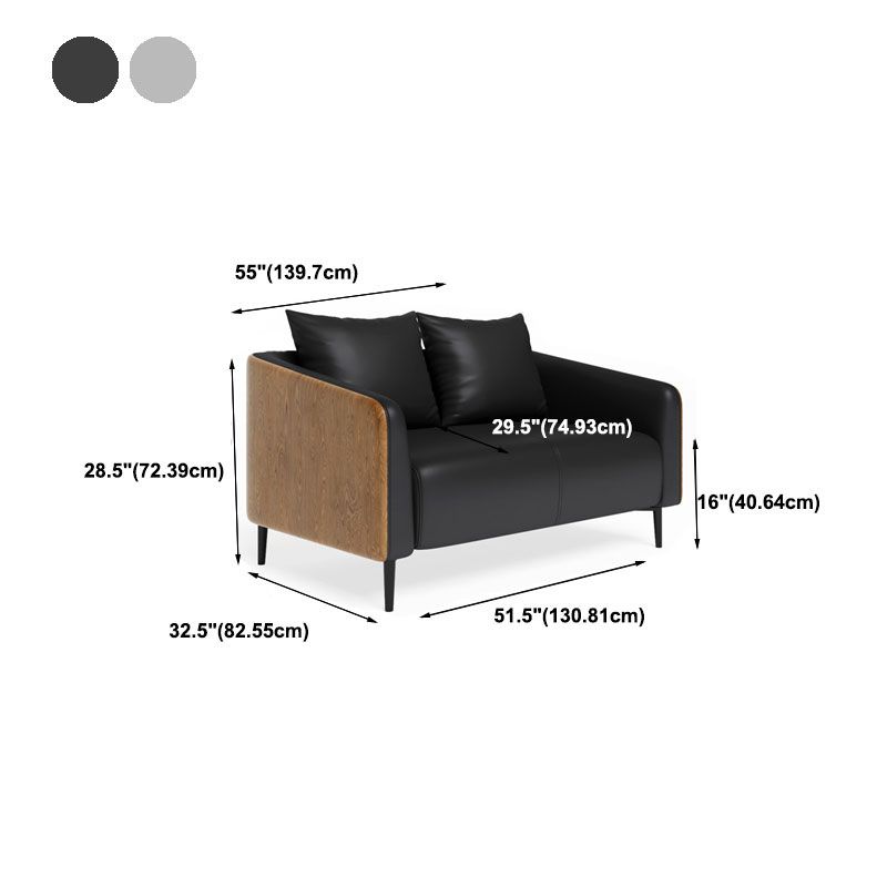 Modern Faux Leather Sofa Tuxedo Arm Tight Back Sofa in Grey/black Clearhalo 'furn' 'furn_sofas' 'Furniture' 'Living Room Furniture' 'Sofa' 'sofas' 1200x1200_b9e0f088-bfd5-4470-9fd9-31117d10650d