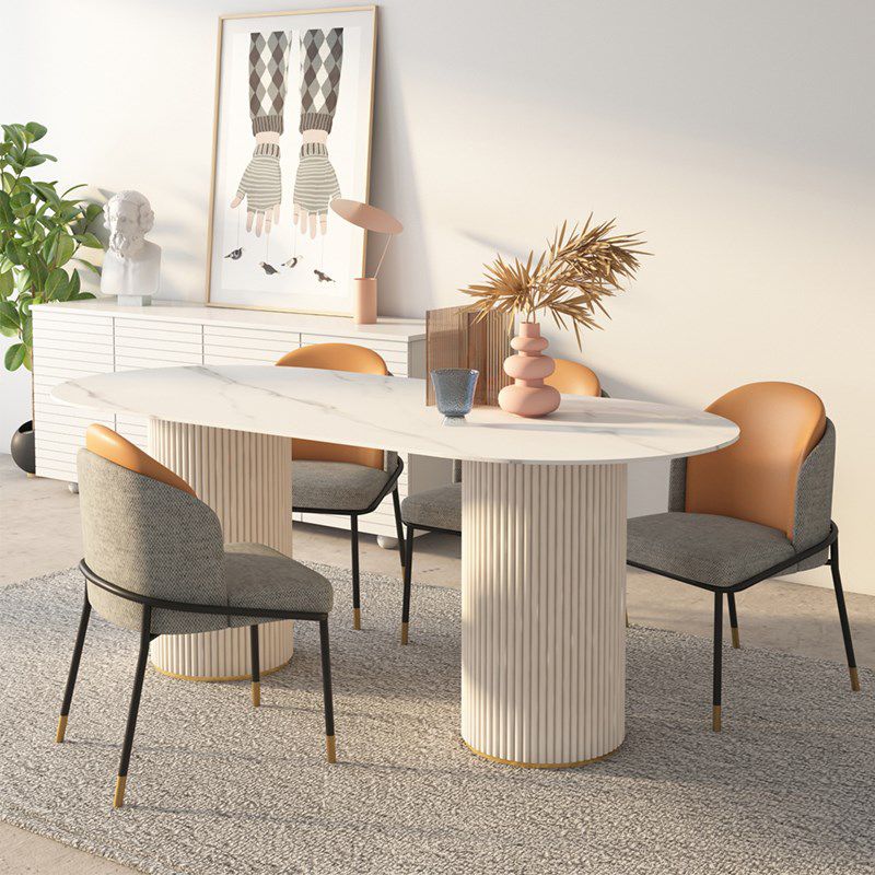 Simplicity Style Oval Dining Table Imitation Marble Home Furniture Clearhalo 'Dining Tables & Seating' 'Dining Tables' 'dining_table' 'furn' 'furn_dining_table' 'Furniture' 'Kitchen & Dining Furniture' 1200x1200_b9e1518f-38f7-4622-93f5-d3e53e109f5a