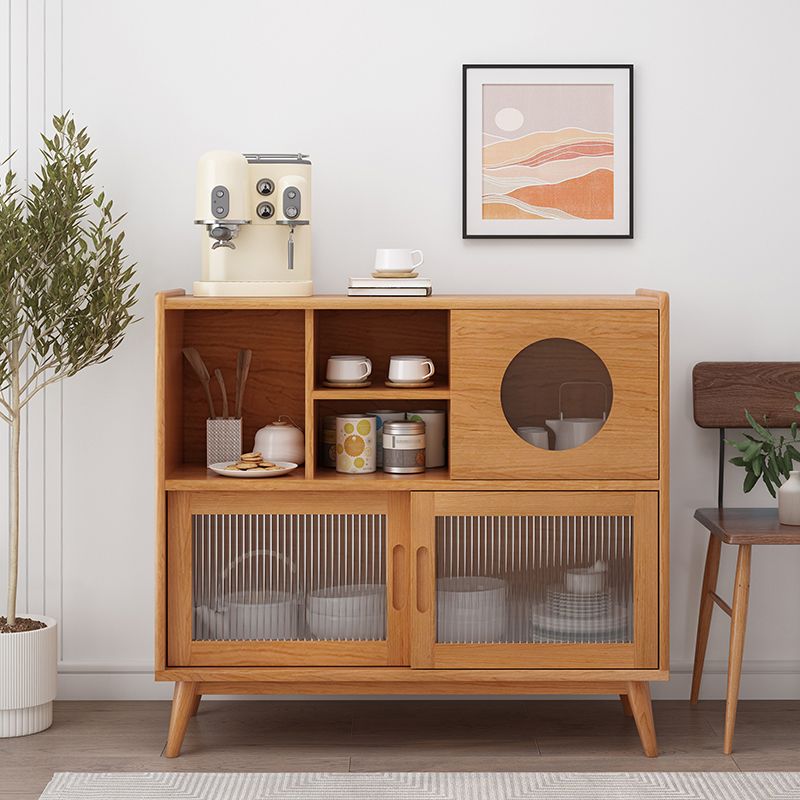 Server a buffet in legno massiccio di pino 45,5 "l moderni porte scorrevoli della sala da pranzo