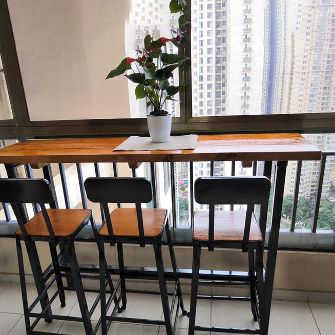 Modern Wood Bar Height Table with Rectangle Table Top Black Trestle Table - 42" H Clearhalo 'Bar Furniture' 'Bar Tables' 'bar_tables' 'furn' 'furn_bar_tables' 'Furniture' 'furniture_bar_tables' 'Kitchen & Dining Furniture' 1200x1200_b9e29b53-a0fc-4df9-a2ba-7abc11ee86d2