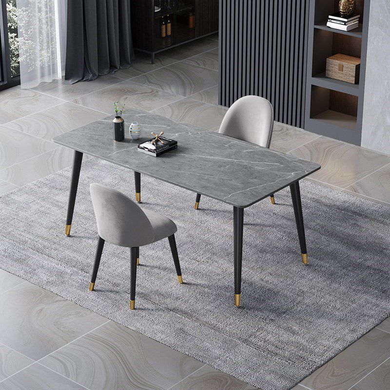 Rectangle 4 Legs Dining Table Modern Dining Room Table of Sintered Stone Clearhalo 'Dining Tables & Seating' 'Dining Tables' 'dining_table' 'furn' 'furn_dining_table' 'Furniture' 'Kitchen & Dining Furniture' 1200x1200_b9e2c58e-d87a-4665-8548-9ecd4c9387f3