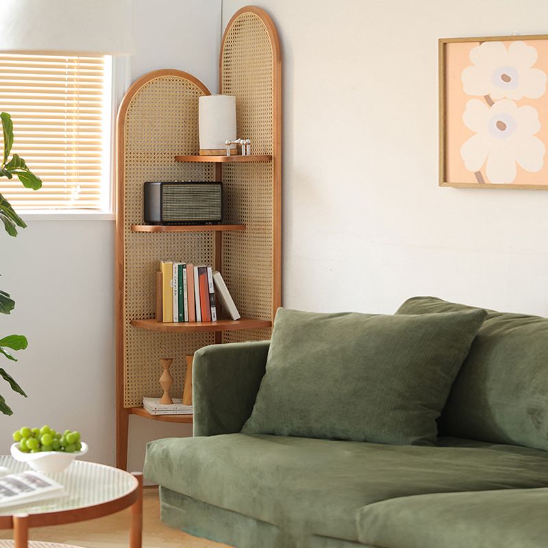 Hoek houten 4-laags plank hedendaagse boekenkast met planken