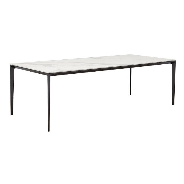 Metal Contemporary Rectangular Table High Gloss White Sintered Stone Dining Table with 4 Legs Clearhalo ' dining_table' 'Dining Tables & Seating' 'Dining Tables' 'furn' 'furn_dining_table' 'Furniture' 'furniture_dining_table' 'Kitchen & Dining Furniture' 'kitchen&dining_furn' 'kitchen' 'kitchen_dining_table' 1200x1200_b9e62f7b-dd9b-4600-8374-c5b1b6a48693
