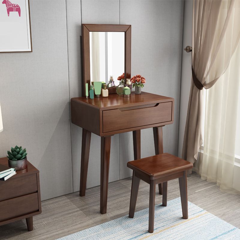 Skandinavischer Massivholz -Waschtisch mit Spiegel, 30,7 "groß