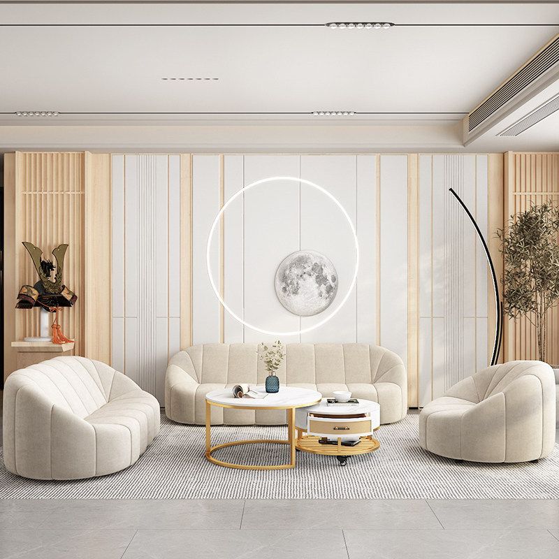 Contemporary Sloped Arms Sofa with Tight Back for Living Room