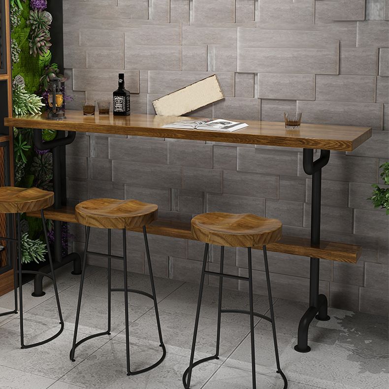 Brown Industrial Style Bar Table Pine Wood Milk Tea Shop Casual Bar Table Clearhalo 'Bar Furniture' 'Bar Tables' 'bar_tables' 'furn' 'furn_bar_tables' 'Furniture' 'furniture_bar_tables' 'Kitchen & Dining Furniture' 1200x1200_b9e8c0ce-eaa6-4382-9f58-8a114407560a