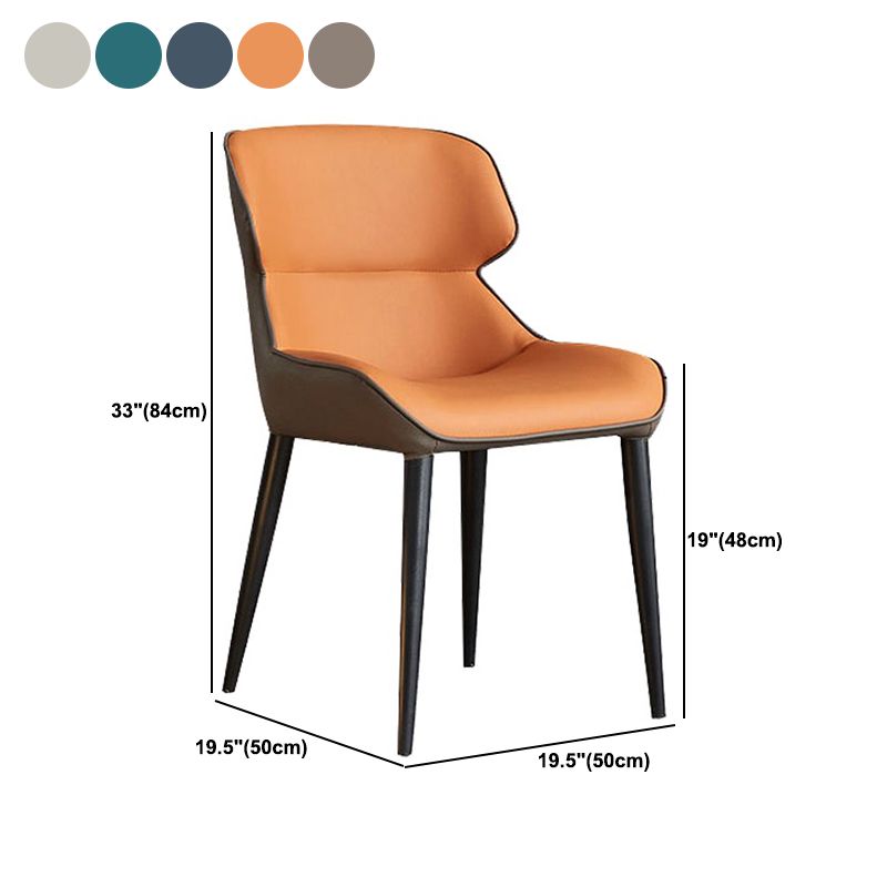 フェイクレザーとメタルアームレスダイニングチェアモダンサイドチェア