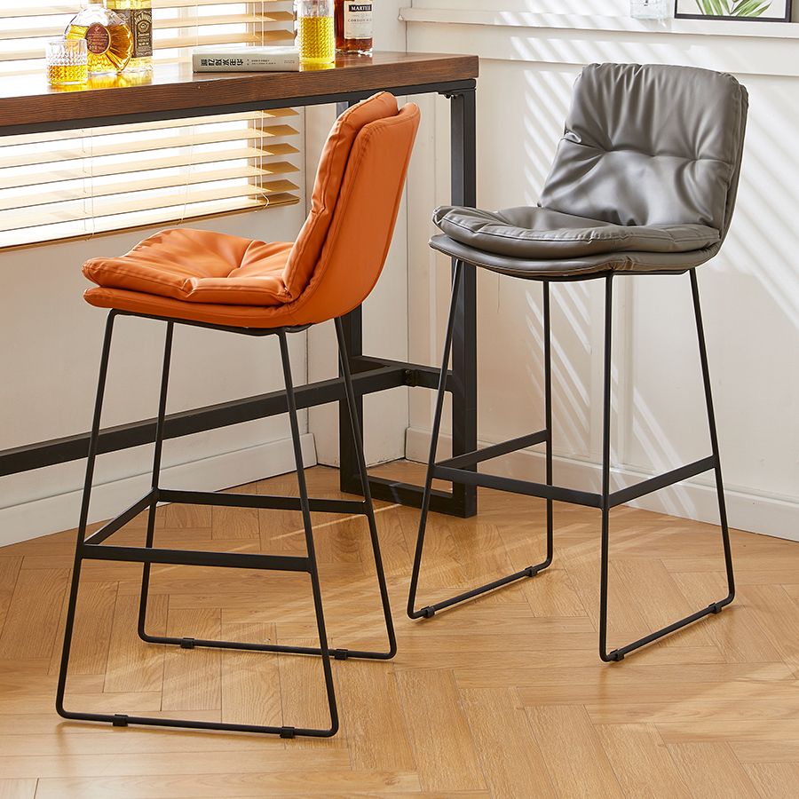 Scandinavian Coffee Shop Footrest Stool Matte Finish PU Leather Barstool Clearhalo 'Bar Furniture' 'Bar Stools' 'bar_stools' 'furn' 'furn_bar_stools' 'Furniture' 'furniture_bar_stools' 'Kitchen & Dining Furniture' 1200x1200_b9edc86b-8799-4970-a4bd-c728aa425328