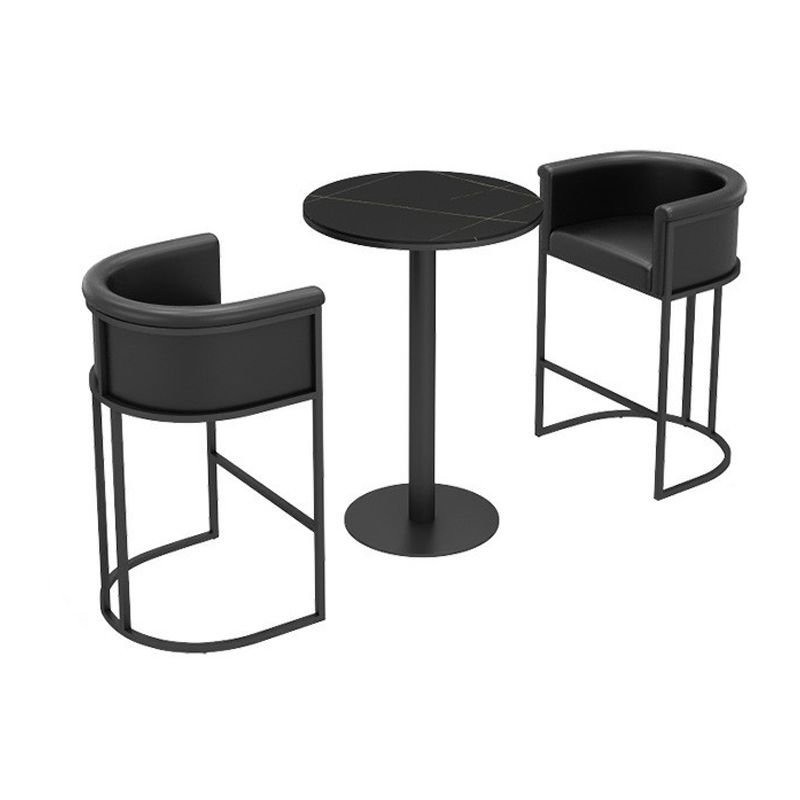 1/2/3 Pieces Industrial Black Bar Table Set Round Bistro Set with Solid Back Stools Clearhalo 'Bar Furniture' 'furn' 'furn_home_bar_bar_sets' 'Furniture' 'Home Bars & Bar Sets' 'home_bar_bar_sets' 'Kitchen & Dining Furniture' 1200x1200_b9edee7e-261d-4540-8be5-c8594645a6af