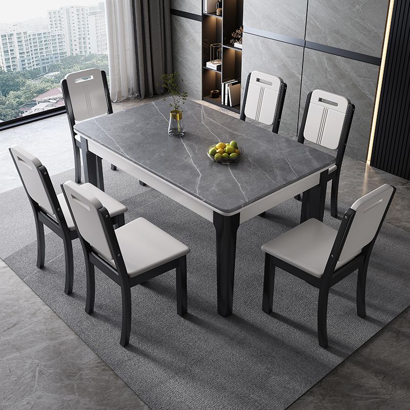 Mid-Century Rectangle Dining Table Sintered Stone Table with 4 Legs Base Clearhalo ' dining_table' 'Dining Tables & Seating' 'Dining Tables' 'furn' 'furn_dining_table' 'Furniture' 'furniture_dining_table' 'Kitchen & Dining Furniture' 'kitchen&dining_furn' 'kitchen' 'kitchen_dining_table' 1200x1200_b9ee3d36-2515-473a-b7ab-4955e4b44ec6