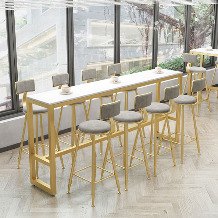 White Glam Style Bar Table in Faux Marble and Metal Rectangle Milk Tea Shop Bar Table Clearhalo 'Bar Furniture' 'Bar Tables' 'bar_tables' 'Furniture' 'furniture_bar_tables' 'Kitchen & Dining Furniture' 1200x1200_b9f10f83-7168-4868-bcec-345dc4237168