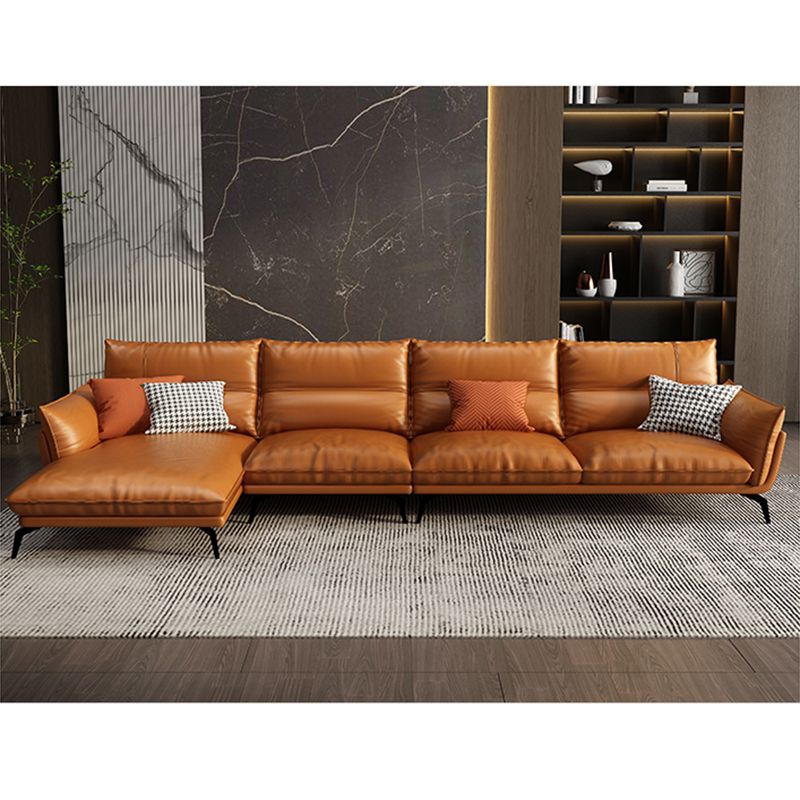 Tan Contemporary Pillow Top Arm Sofa/Sectional with Removable Cushions for Living Room Clearhalo 'furn' 'furn_sectionals' 'Furniture' 'furniture_sectionals' 'kitchen' 'kitchen_sectionals' 'Living Room Furniture' 'Sectionals' 1200x1200_b9f139d2-3e3b-446d-a15a-1d922f57118b
