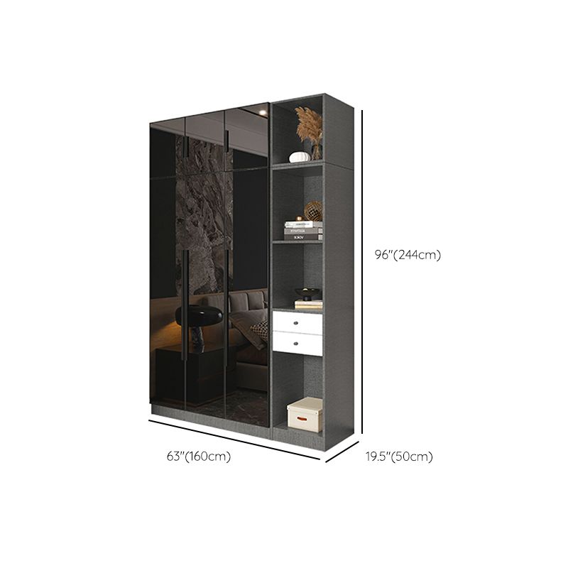 Armario de cristal de color negro con puerta de cierre suave para el hogar