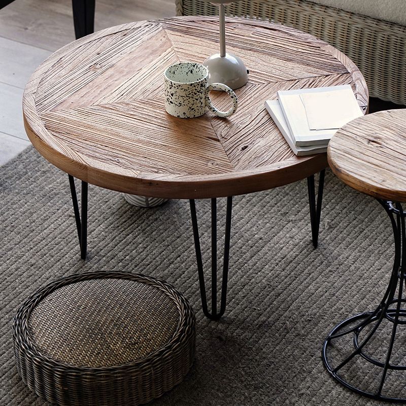 Mid-century Modern Cocktail Table Brown Elm Wood Top Metal Base Round/square Coffee Table Clearhalo 'Coffee & Accent Tables' 'Coffee Tables' 'coffee_tables' 'furn' 'furn_coffee_tables' 'Furniture' 'furniture_coffee_tables' 'Living Room Furniture' 1200x1200_b9f3e79b-78e9-4867-8c7e-2f89ffab4173