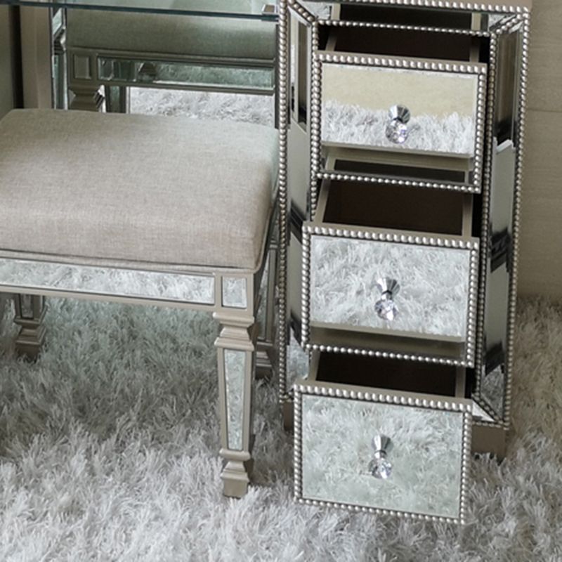 Sliver Glass Vanity Set 15.74" Wide Make-up Vanity with 6 Storage Drawers Clearhalo 'Bedroom Furniture' 'furn' 'furn_makeup_vanities' 'Furniture' 'Makeup Vanities' 'makeup_vanities' 1200x1200_b9f46081-ecce-4ded-9beb-c4c4174bc3dc