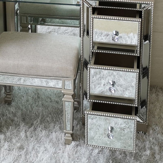 Sliver Glass Vanity Set 15.74" Wide Make-up Vanity with 6 Storage Drawers Clearhalo 'Bedroom Furniture' 'furn' 'furn_makeup_vanities' 'Furniture' 'Makeup Vanities' 'makeup_vanities' 1200x1200_b9f46081-ecce-4ded-9beb-c4c4174bc3dc