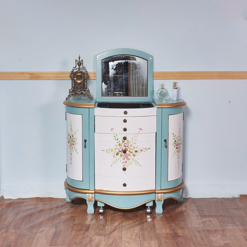 Style victorien 31,8 "Hauteur 2 tiroirs Ensemble de vanité avec tabouret et miroir