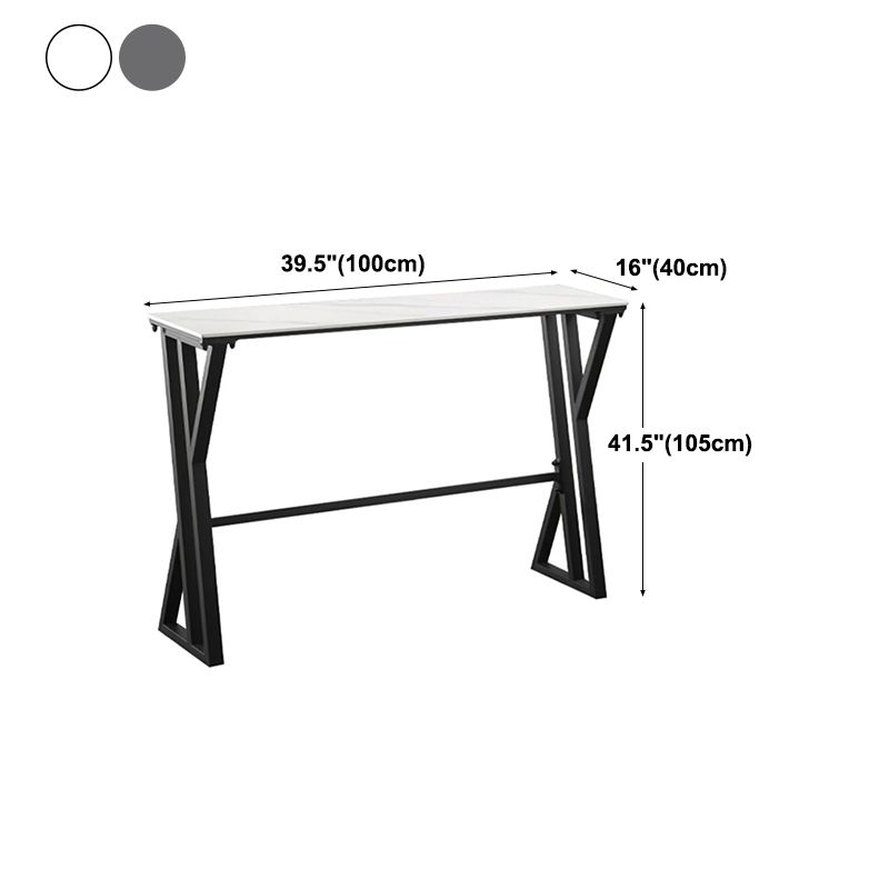 White Modern Style Rectangle Bar Table in Faux Marble and Metal Table Kitchen Bar Table Clearhalo 'Bar Furniture' 'Bar Tables' 'bar_tables' 'furn' 'furn_bar_tables' 'Furniture' 'furniture_bar_tables' 'Kitchen & Dining Furniture' 1200x1200_b9f58311-6fd6-41ad-8cb6-152401a14a46