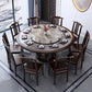 Gray Stone Top Dinette Table with Wooden Base Brown Round Home Dining Table
