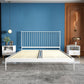 Contemporary Metal and Wood Slat Bed with Rectangular Headboard