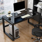 Contemporary Glass Top Computer Desk Sled Base 29.53-inch Tall Gaming Desk Clearhalo 'furn' 'furn_office_desk' 'Furniture' 'Office Desks' 'Office Furniture' 'office_desk' 1200x1200_b9f6461d-240e-4fe0-af13-06e5d17018ab