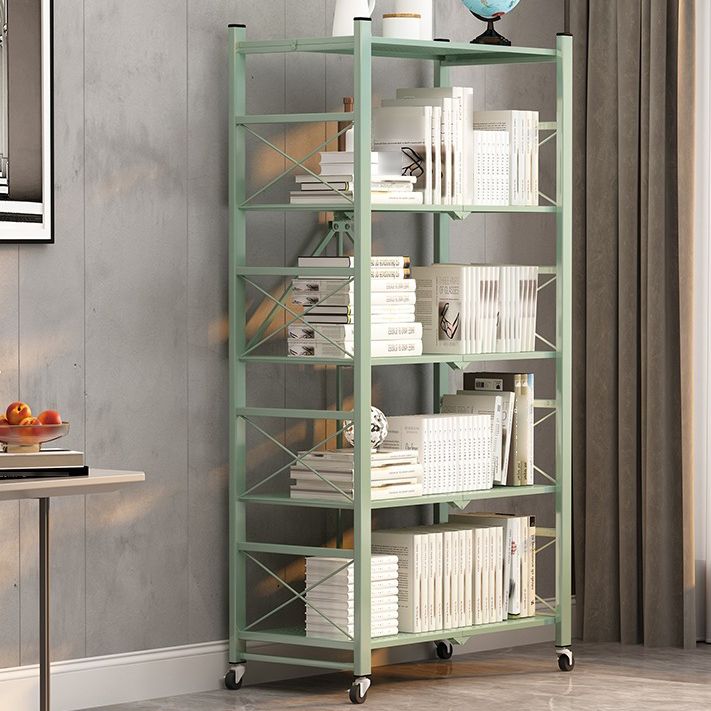Industrial Geometric Bookcase Metal Open Back Bookcase with Wheels Clearhalo 'Bookcases' 'furn' 'furn_bookcases' 'Furniture' 'furniture_bookcases' 'Office Furniture' 1200x1200_b9f65b2f-62dd-405b-85d7-0684d50f7f97
