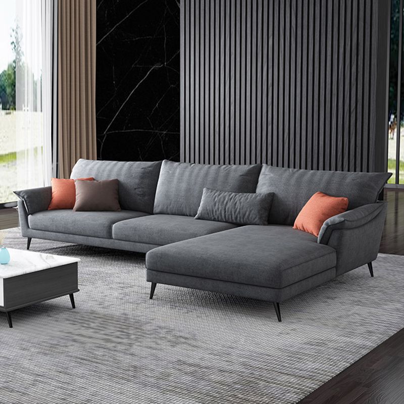 36"H Contemporary Sectional Sofa Fabric Grey Sectionals with Bostol Pillows Clearhalo 'furn' 'furn_sectionals' 'Furniture' 'Living Room Furniture' 'Sectionals' 1200x1200_b9f68f09-7858-4d7e-afce-624eef9fe4c7