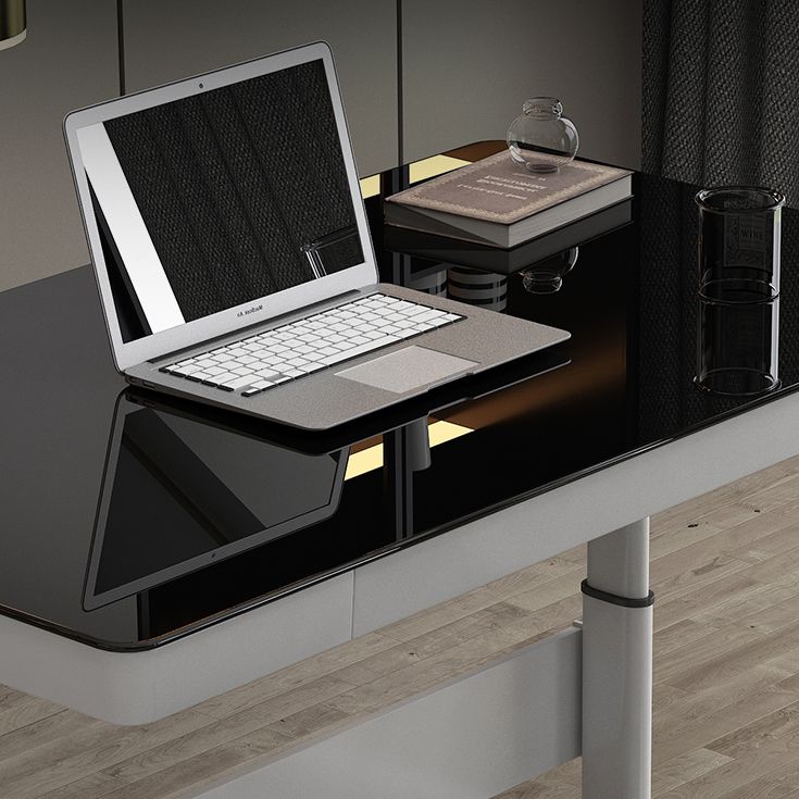 Contemporary Standing Desk Converter White Metal Base Desk for Office Clearhalo 'furn' 'furn_office_desk' 'Furniture' 'Office Desks' 'Office Furniture' 'office_desk' 1200x1200_b9f69fb4-a2c9-4ad2-ba79-52dbf1bec369