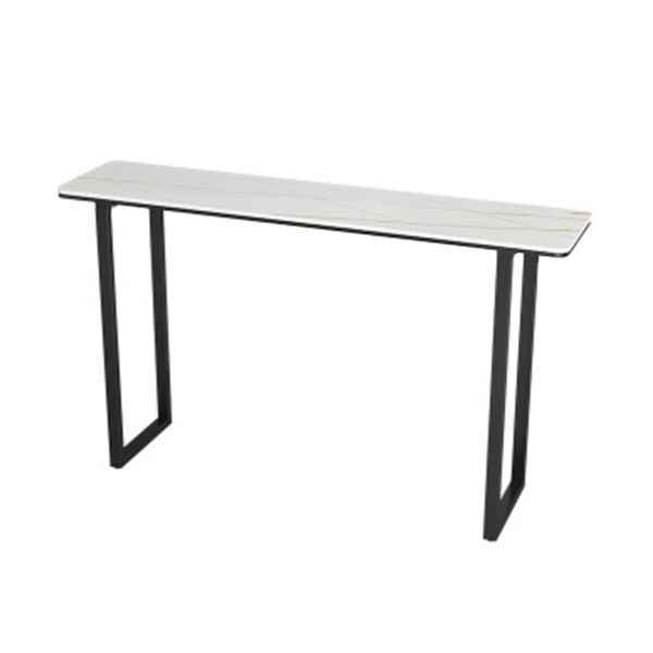 Industrial Indoor Rectangle Counter Wine Table Stone and Metal Bar/Dinette Table