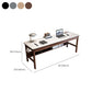 Modern Stone Office Desk Rectangular Shape Task Desk with 4-Legs in Brown/Natural/Grey