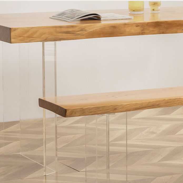 Modern Style Dining Table Solid Wood Rectangle Table with Acrylic Base