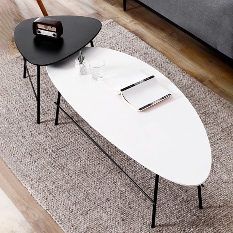 Modern Metal 3 Legs / Trestle Base Triangle / Oval Wood Top Coffee Table Clearhalo 'Coffee & Accent Tables' 'Coffee Tables' 'coffee_tables' 'furn' 'furn_coffee_tables' 'Furniture' 'furniture_coffee_tables' 'Living Room Furniture' 1200x1200_b9fde633-b46e-449f-b9c7-a7310f08a7be