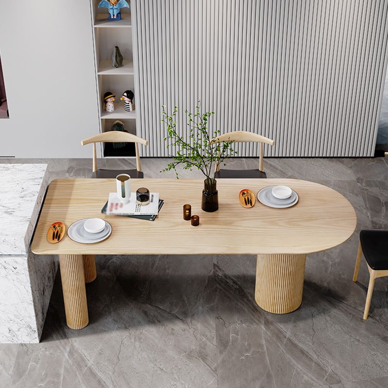 Solid Wood Contemporary Free Form Dining Table Wood Top Table for Home