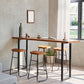 Ensemble de Table de pub rectangulaire industrielle, comptoir en bois avec tabourets hauts, 1/2/4/5 pièces