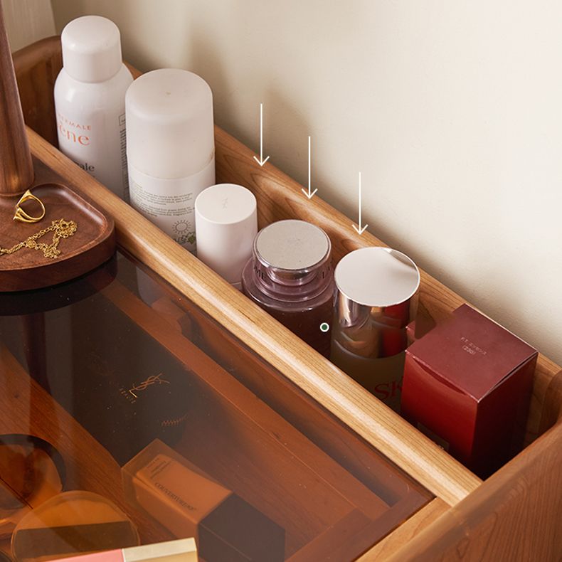 Desca di vanità da Cherry da 30,7 "e sgabelli con cassetti di stoccaggio