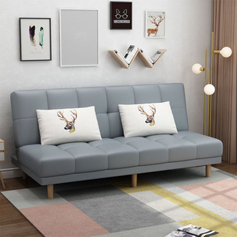 Scandinavian Biscuit Back Settee Armless Faux Leather/Cotton Blend Couch Clearhalo 'furn' 'furn_sofas' 'Furniture' 'furniture_sofas' 'Living Room Furniture' 'Sofa' 'sofas' 1200x1200_ba0030a4-931a-4a4a-8da1-b0de9628097a